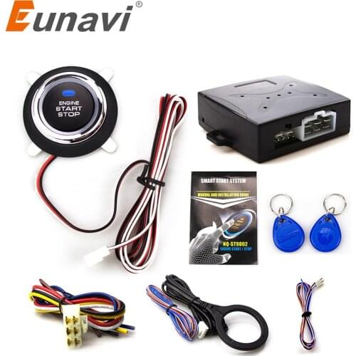 Eunavi Smart Rfid Car Alarm System Push Engine Start Stop Button Transponder Immobilizer Keyless Go Fits For 12v Cars Carsmate