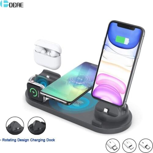 4 in 1 Qi Wireless Charging Dock 10W Fast Charger Station For Apple Watch 5 4 3 Airpods Pro iPhone 11 XS XR X 8 Micro Type C USB