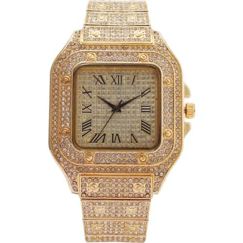 Jessingshow Hot Sale Luxury Men Watch Full Paved Fashion Rhinestone Wristwatch Male Watches Top Brand Luxury Gift