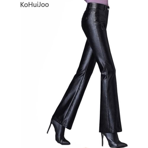 Женские кожаные брюки KoHuiJoo China At AliExpress