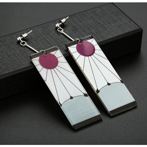 Anime Demon Slayer Kimetsu no Yaiba Props Blade of Ghost Cosplay Toys Earings For Women Men Cosplay Jewelry Accessories Gift