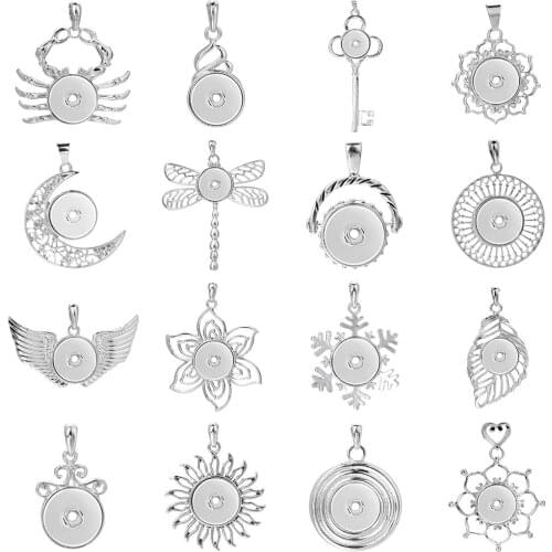 18mm Metal Snowflake Flower Snap Button Pendant For Necklace Jewelry Women Fashion Pendants Mens Vintage Accessories