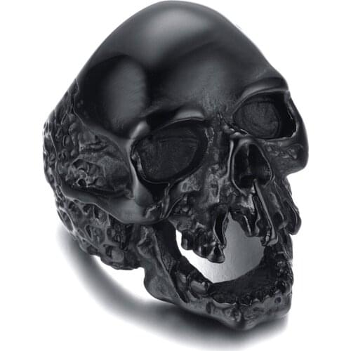 Three Colors grim Reaper Skull Head ring Titanium Steel Rings jewelry Mens Fashion Punk Rings