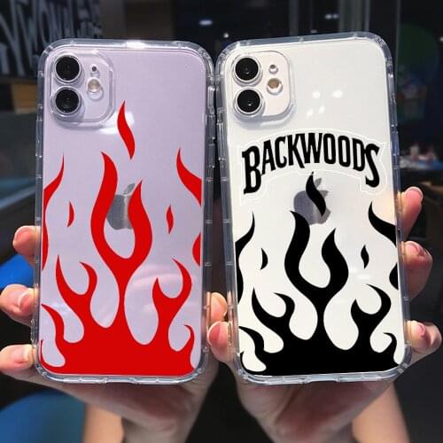 PUNQZY Artistic Personality Flame TPU Soft Phone Case For iPhone 12 11 PRO MAX XR XS 8 6 7 PLUS Fire Pattern Transparent Case