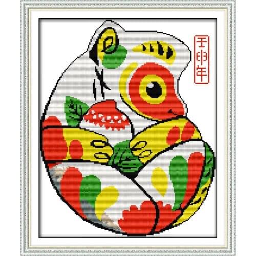 The blessing monkey cross stitch kit Chinese cartoon aida 14ct 11ct cotton hand embroidery DIY handmade needlework supplies bag