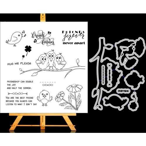 Branch Bird Buddy Metal Cutting Dies and Clear Stamp Set for DIY Scrapbooking Photo Album Decoretive Embossing Stencial