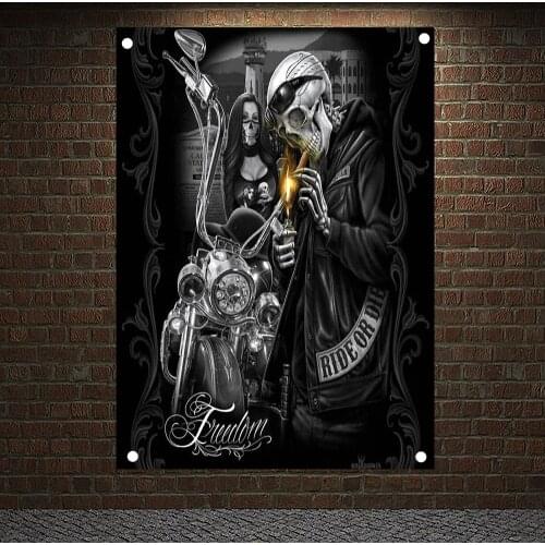 Ride or die clothing Posters, Tapestry HD Wallpapers Home Decor Skull Tattoo Art Banners Flags Wall Hanging Ornaments Mural