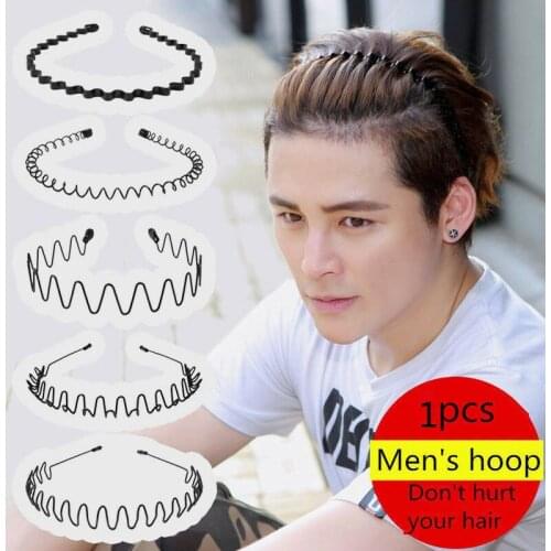 Fashionable Hair Accessories Black Metal Waved Style Alice Sports Headband Hairband For Men Women High Elastic