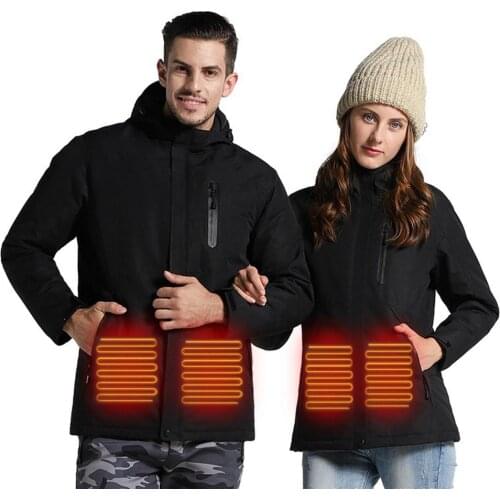 Smart USB Heating Jacket Men Women Electric Heated Jacket Heating Waistcoat Thermal Winter Jacket Waterproof Ski Top Coat