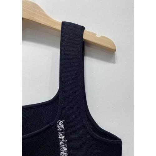 2021 spring and summer new sexy double-breasted sling knitted dress womens fashion tassels