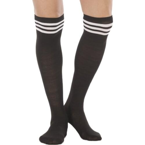 1 Pair Black Mens Lingerie See-through Hollow Out Mesh Stockings Lace Trimming/Rhinestone Decor Ultra Thin Socks