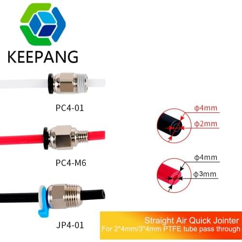 10pcs PC4-01 Straight Air Quick Jointer Coupler Pneumatic Connectors Pipe Feeding For V6 Direct Boden Remote Extruder PTFE Tube