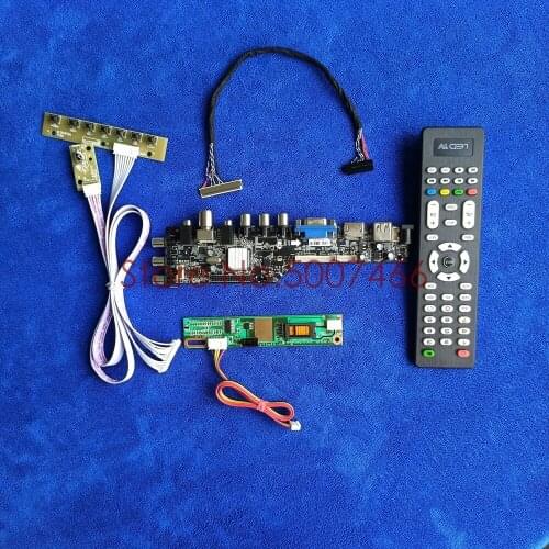 1280*768 fit B140EW01/B131EW01/QD14WL01/QD13WL01/QD13WL02 LVDS 30-Pin 1CCFL DVB-T digital screen USB+VGA+AV drive board kit