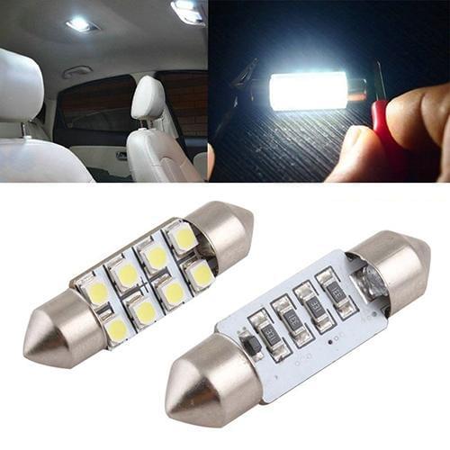2 Pcs 36mm Car Auto Interior 8LED SMD Light Pure White Festoon Dome Lamp Bulb