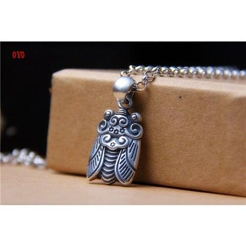 2021 New S925 Sterling Silver Retro Blockbuster Ruyi Cloud Cicada Pendant