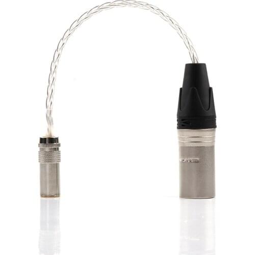 4Pin Balanced XLR Male to 4.4mm Balanced Female Audio Adapter Silver Braided Headphone Cable