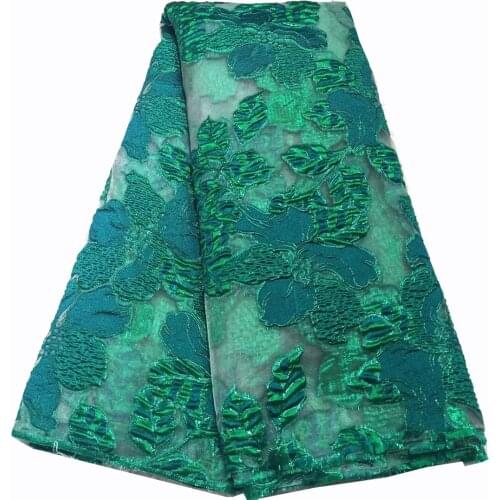 5yards/pc) Attractive green African jacquard net lace fabric soft tulle lace wit beautiful pattern for party dress FHS090