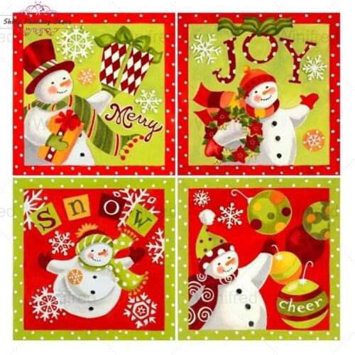 5D DIY Christmas Theme Cute Snowman Full Diamond Painting Cartoon Picture Cross Stitch Diamond Embroidery Christmas Gift Decor