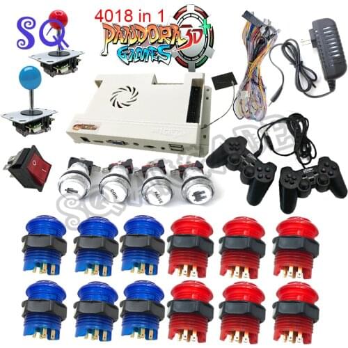 Pandora Box 3D 4018 in 1 Arcade Console Parts 4 player Kit Multi Game Board Wifi Version USB Gamepad Led Button 8 Way Joystick