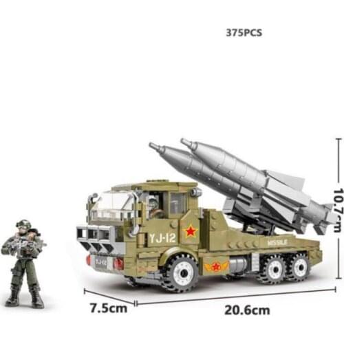 Army action figure mega block 1:20 scale China modern military YJ-12 Anti-ship missile vehicle model building brick toy for gift