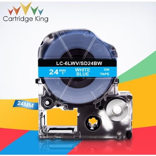 White on Blue SD24BW LC-6LWV 24mm*8m Labeling Tape Printer Ribbon for Epson King Jim LW-700 LW-700 LW-900P LW-1000P Label Maker