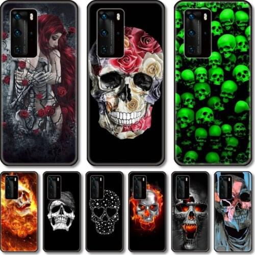 Skeleton skull Phone Case For Huawei P 40 30 20 10 9 Smart 2019 Lite E Pro Plus black cell shell