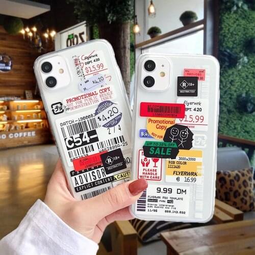 Phone Case For Vivo Y17 Y15 Y12 U10 U3X Y11 Y20i S1 Y7S V15 Pro Y50 Y30i TPU Sticker Retro Label Bar Fashion Cover