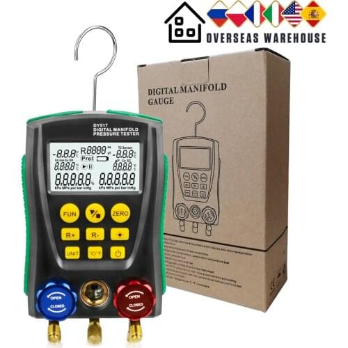 DY517 Pressure Gauge Refrigeration Manifold Digital Vacuum HVAC Meter Pressure Temperature Tester R410A Refrigerant Test
