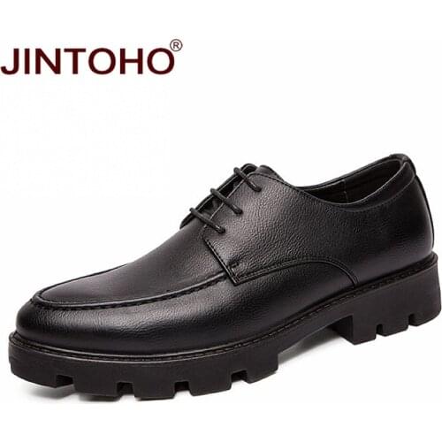 JINTOHO 2019 New Men Formal Shoes Italian Men Genuine Leather Shoes Cheap Men Dress Shoes Classic Male Leather Shoes