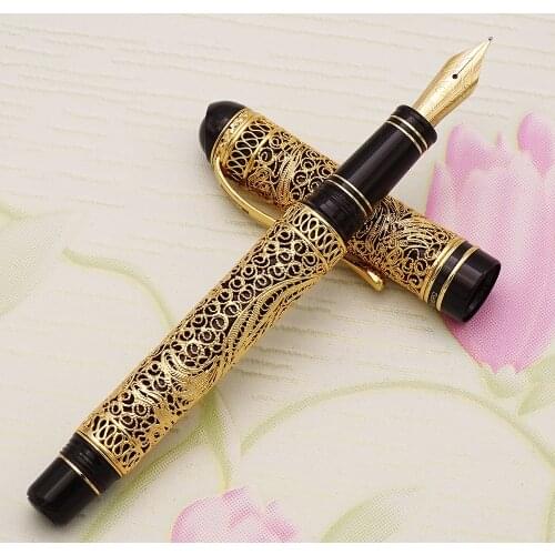 HERO 3000 Classical 18K Gold Fountain Pen Limited Edition Chinese Style Gold-silk Butterfly Pattern Business Gift Collection Set