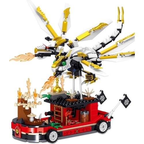 New 2021 Series Masters Of Spinjitzu Two Head Dragon Car Season 14 Building Blocks Classic Model Sets Bricks Kids Kits TV