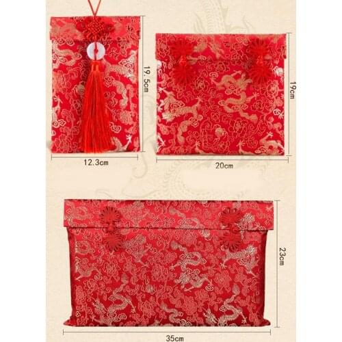 Money Packets Red Envelope Chinese Knot Jade Rings Dragon Phoenix Pattern Lucky Bags Spring Festival Brocade Wallets