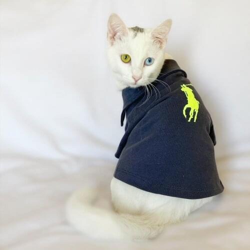 RL Grey Neon POLO NECK CAT T-SHIRT Cat Clothes, Cat Fashion