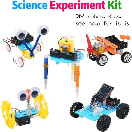 Keywish 5 Set STEM Science Experiment Kit with Solar Hybrid Car Doodle robot Diy Electronic Kit Educational Gift for Boys