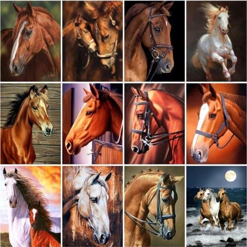 HUACAN Unframe Horse DIY Painting By Numbers Animals Kit Coloring By Numbers Wall Art Picture Acrylic Paint On Canvas Home Decor