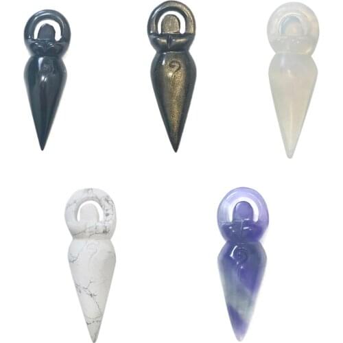 Natural Crystal Goddess Quartz Stone Fairy Hand-carved Howlite Opalite Fluorite Obsidian Tigereye Nymph Healing Quartz