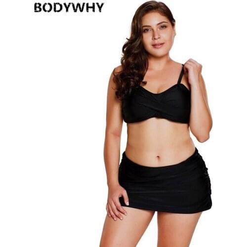 2020 Summer New Womens Hakama Style Swimwear Gathered Two-piece Swimsuit Beachwear Size Is Too Large Black Red