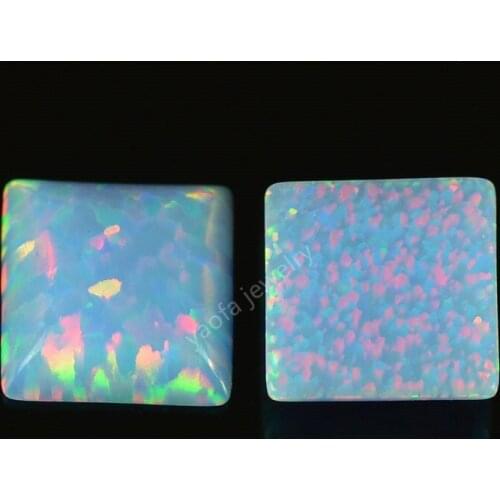 Wholesale loose opal stone High Quality light blue fire Square shape lab created cabochon jewelry stone in 78 colors