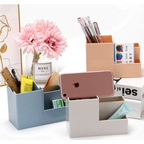 Eunaimee Pen Pot Pencil Holder With Cell Phone Stand Tablet Desk Bracket Desktop Supplies Organizer for school office