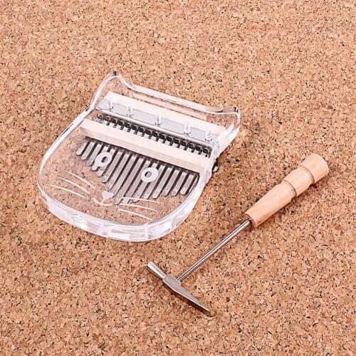 17-key Thumb Piano Kalimba Acrylic Crystal Cat-shape Transparent Color Thumb Piano Mbira Sanza Keyboard Musical Instrument
