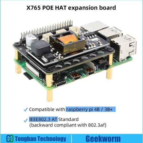 Raspberry Pi 4 X765 802.3at POE HAT Expansion Board, Ethernet PoE Power Supply Module for Raspberry Pi 4 B ( 4 Model B ) / 3B