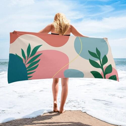 Tropical Plants Abstract Art Geometric Beach Towel Luxury Quick-dry Microfiber Bathroom Bath Towels Yoga Mat Picnic Blanket