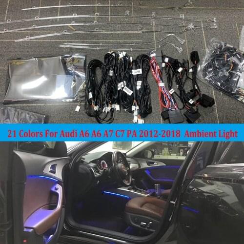 Full Light 21 Colors For Audi A6 A6 A7 C7 PA 2012-2018 MMI Control Decorative Ambient Light LED Atmosphere Lamp Luminous Strip