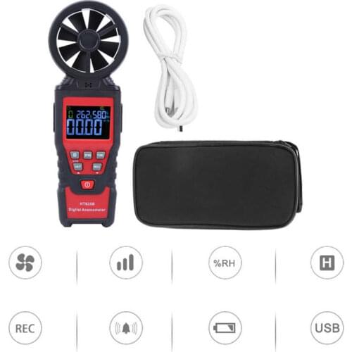 Handheld Wind Speed Gauge Digital Anemometer Air Flow Speed Gauge Temperature Humidity Tester Meter Wind