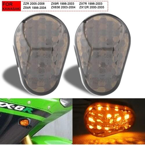 Motorcycle Turn Signals LED Light Smoke Blinker Flashing Indicator Signals lamp FOR Kawasaki ZZR600 2005-2008 ZX12R 2000-2005