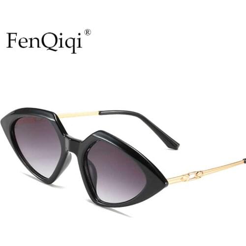 Fashion Small Cat Eye Sunglasses Vintage Candy Color Triangle Shades Eye Glasses Ocean Lens Metal Sun Glasses Masculino