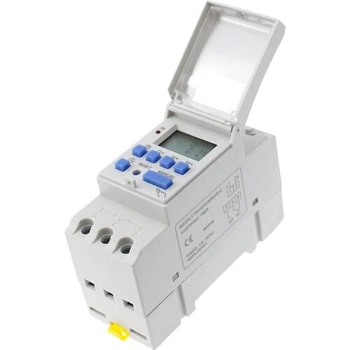 Precision and Anti-interference AC 220V Din Rail Weekly LCD Programmable Timer Switch Time Relay Switch - White