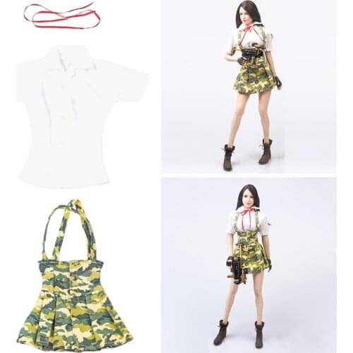 1/6 Scale Female Fashion Shirt Camouflage Skirt Clothes Set for 12 Inch Female Soldier Figure Doll Body Model Accessories