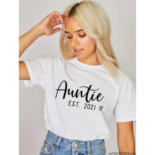 2021 Women Graphic T Shirts Auntie Est Short Sleeve Harajuku T-shirt Best Aunt Female Funny Vintage Camisetas Mujer Fashion Tees