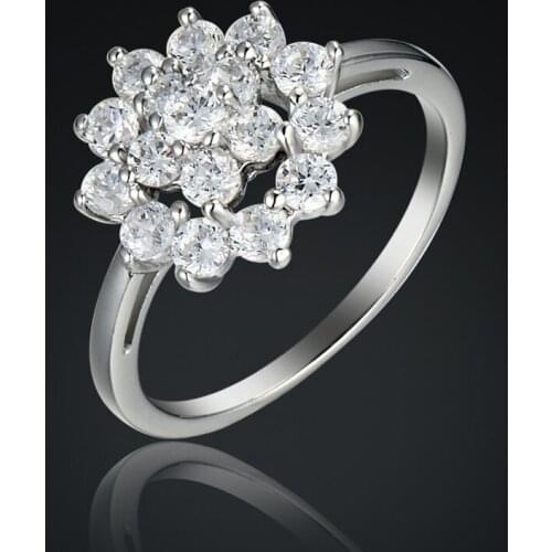 2019 New Fashion Crystal CZ Heart & Flower Wedding Rings For Women Jewelry Accessories Silver Color Engagement Ring Bague Femme